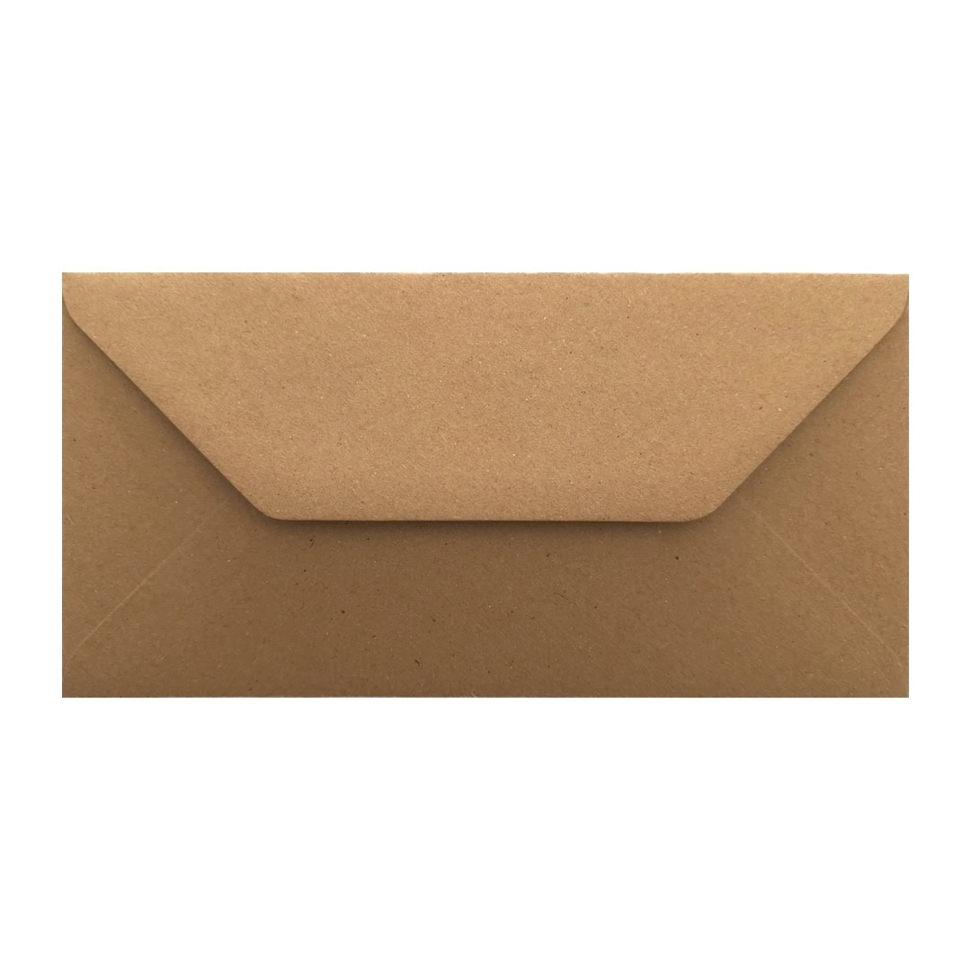 Fleck Kraft 110mm x 220mm Envelope. Brown 110gsm DL Envelope. Gummed.